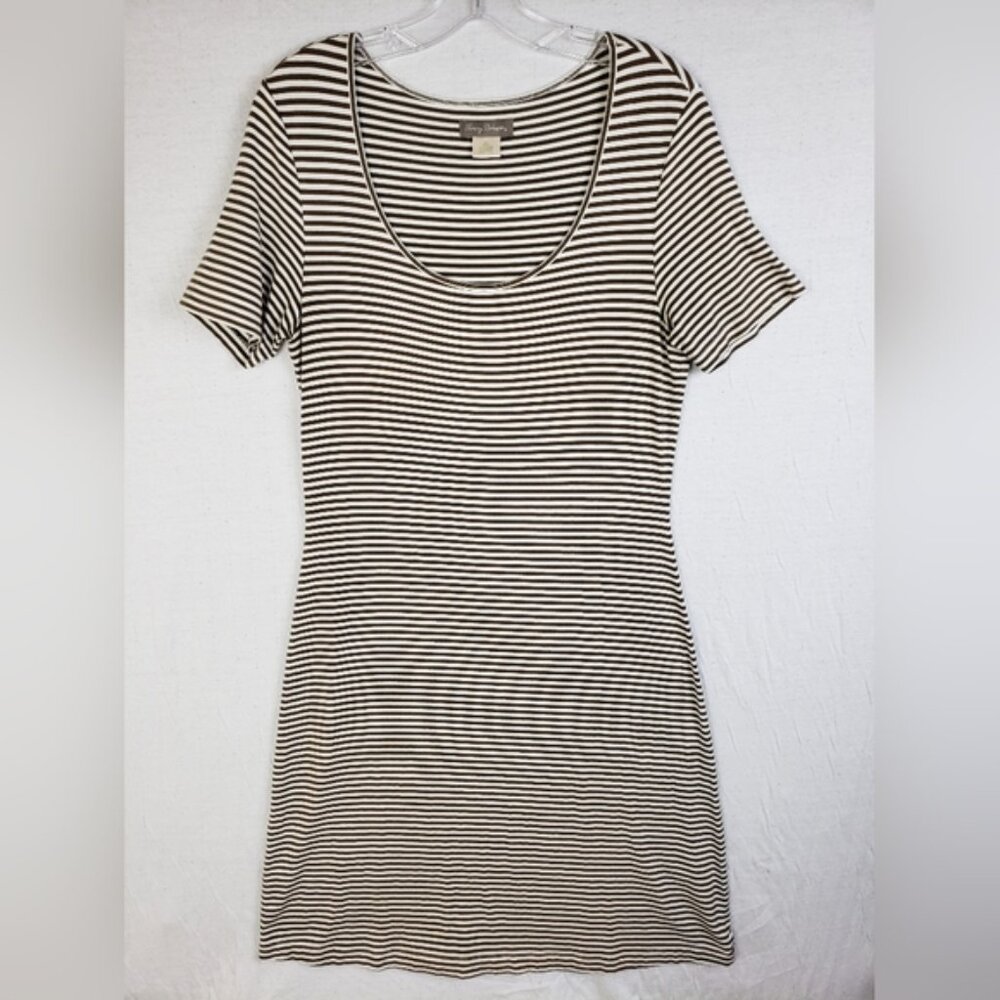 Tommy Bahama Dress Striped Stretch Viscose Brown/White size M Casual Lightweight